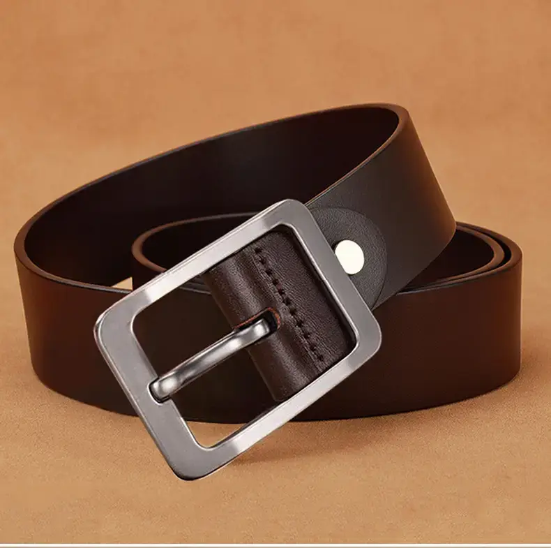 Men's Vintage Pin Buckle Black Cowhide Belt — feature 14