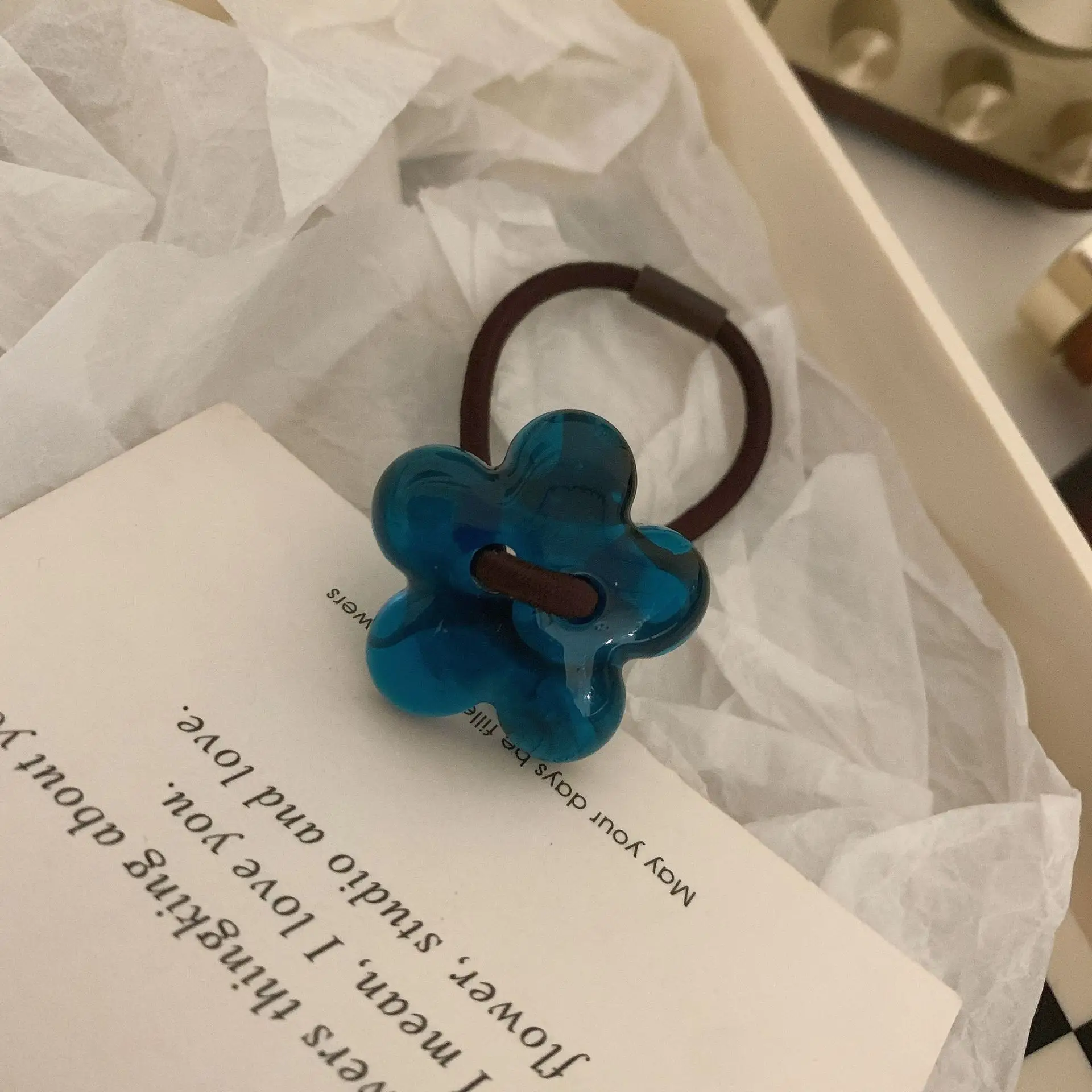Green Flower Hair Ring for Women - Image 6