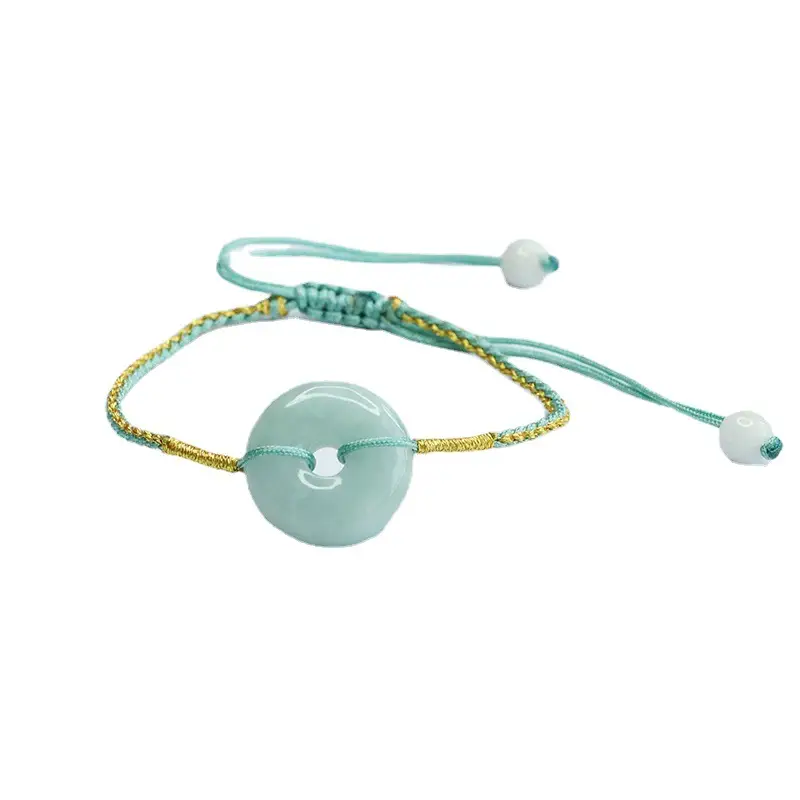 Jade Peace Pendant Bracelet Green White - Image 6
