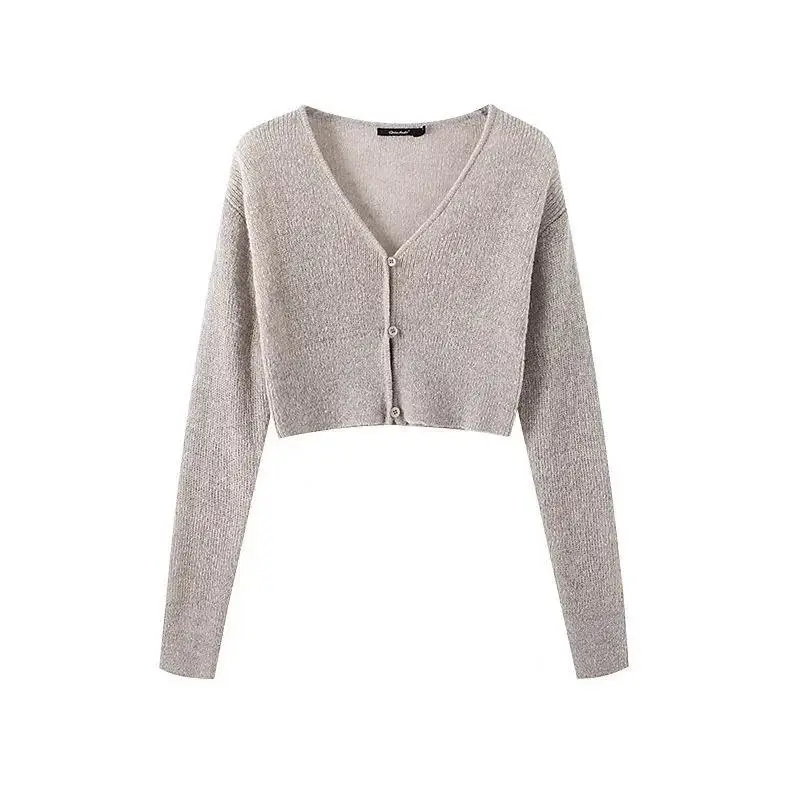 Green Single-Breasted Knitted Cardigan for Women