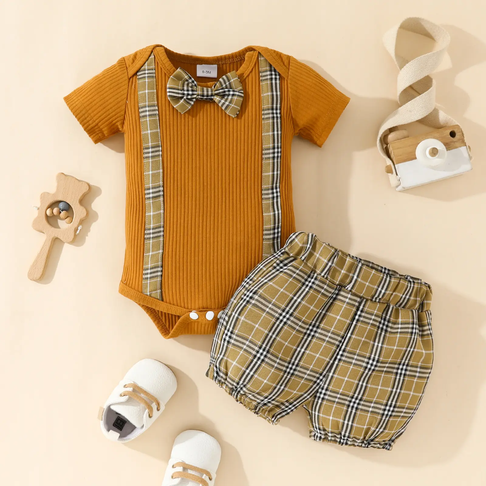 2023 Baby Boy Summer Plaid Shorts Set