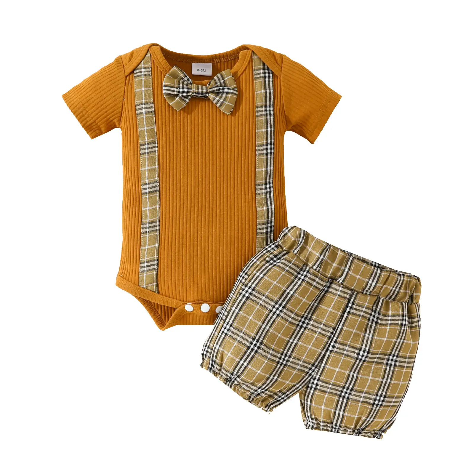 2023 Baby Boy Summer Plaid Shorts Set