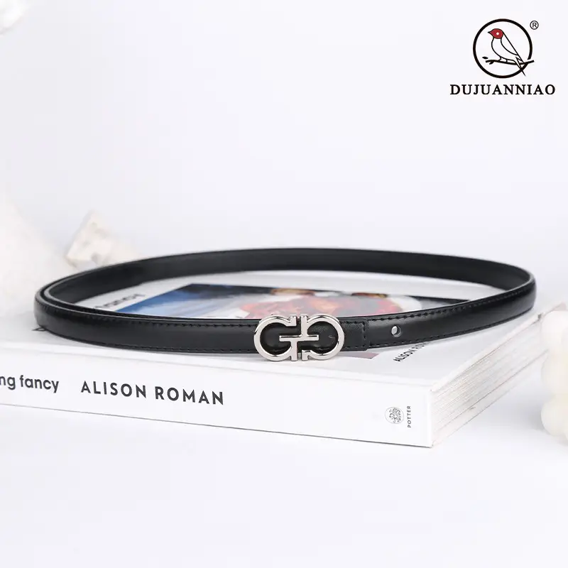 Blue Leather Belt with Gold Buckle for Women - Image 26
