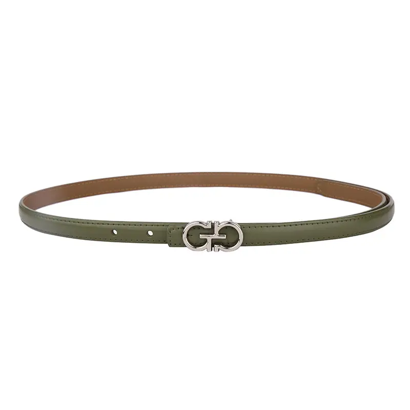 Blue Leather Belt with Gold Buckle for Women - Image 28