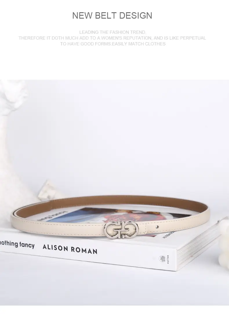 Blue Leather Belt with Gold Buckle for Women β feature 11