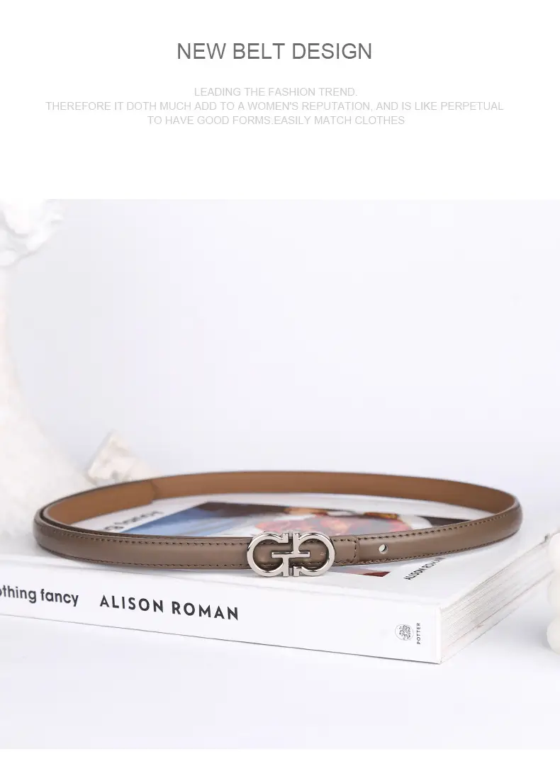 Blue Leather Belt with Gold Buckle for Women β feature 12