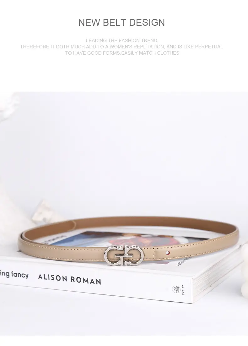 Blue Leather Belt with Gold Buckle for Women β feature 13