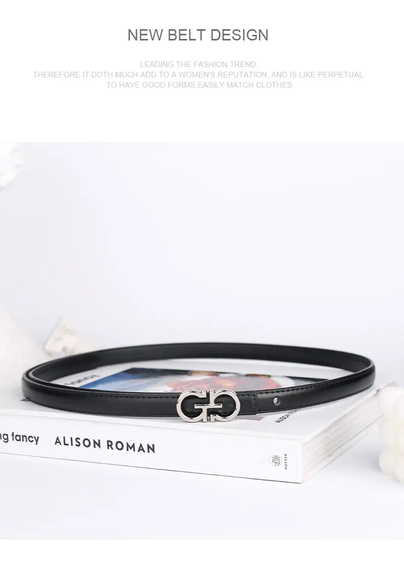 Blue Leather Belt with Gold Buckle for Women β feature 14