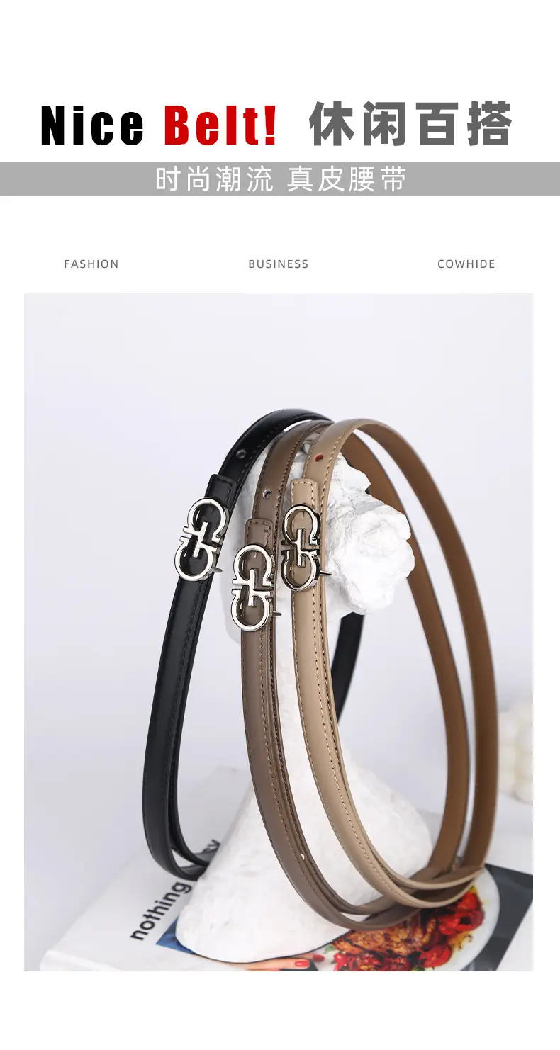 Blue Leather Belt with Gold Buckle for Women β feature 4