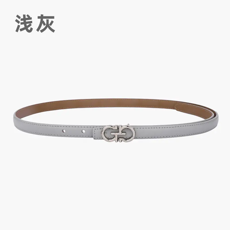 Blue Leather Belt with Gold Buckle for Women - Image 10