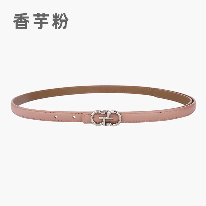 Blue Leather Belt with Gold Buckle for Women - Image 11