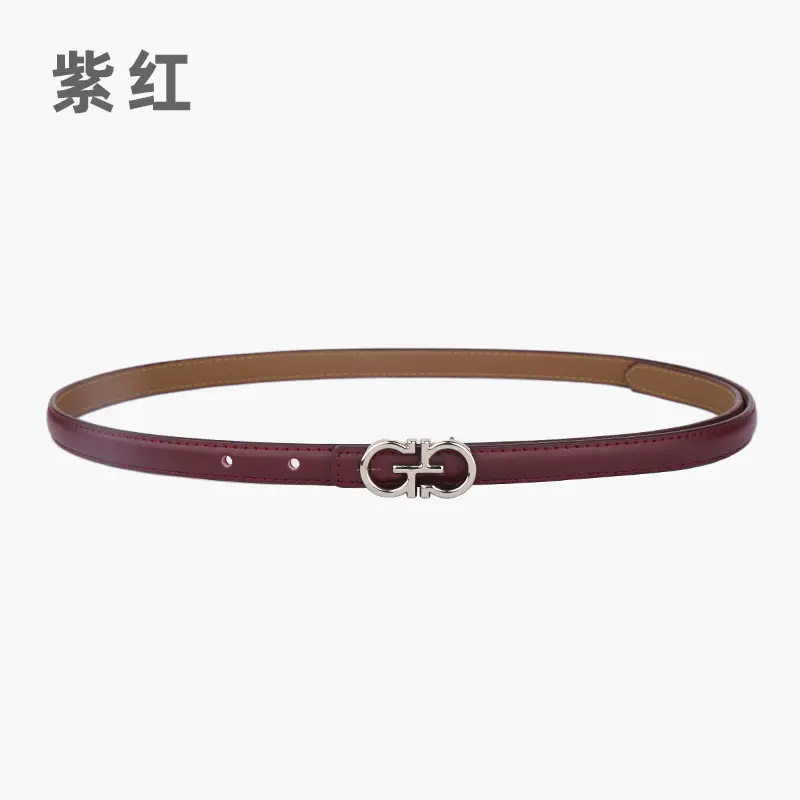 Blue Leather Belt with Gold Buckle for Women - Image 13