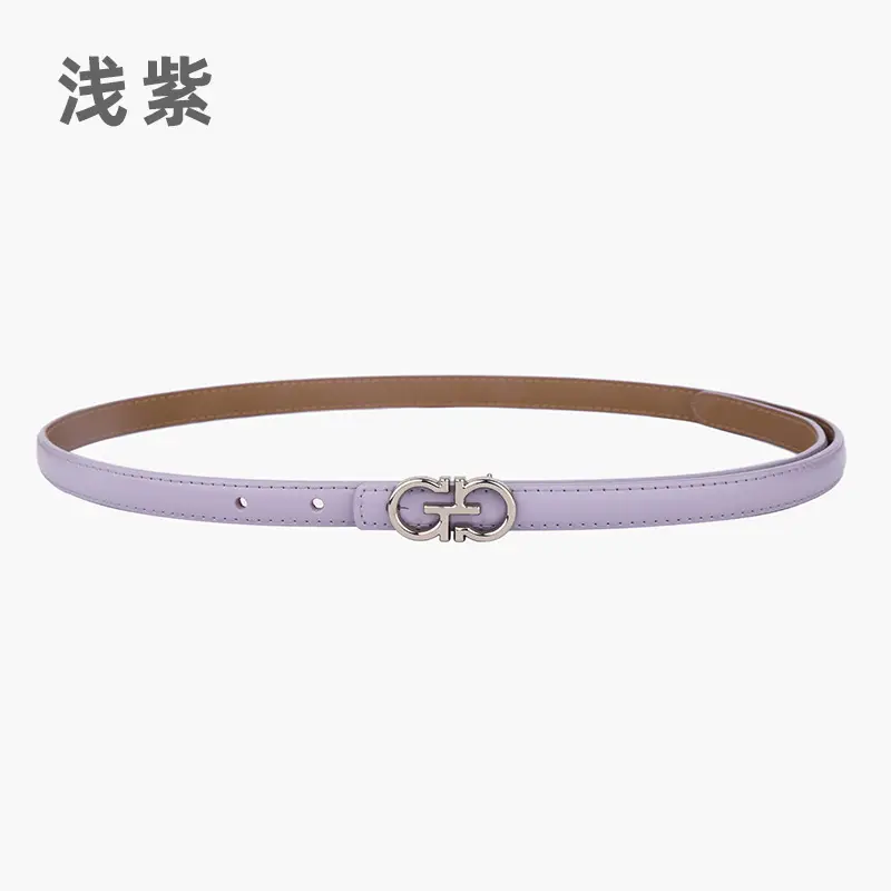 Blue Leather Belt with Gold Buckle for Women - Image 14
