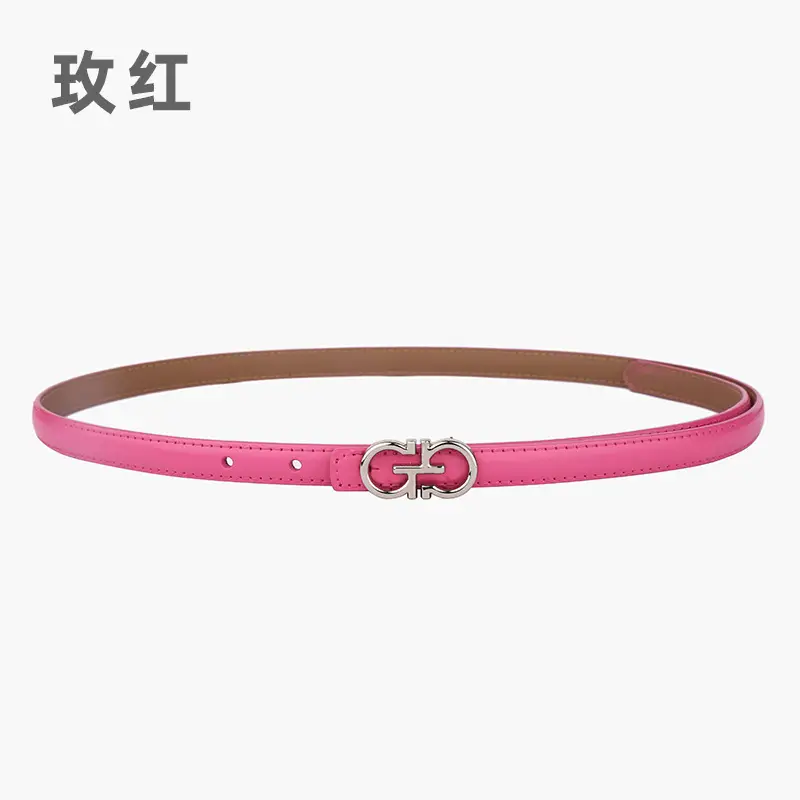 Blue Leather Belt with Gold Buckle for Women - Image 15