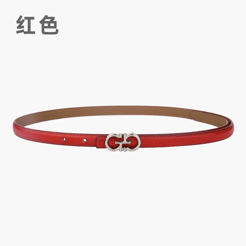 Blue Leather Belt with Gold Buckle for Women - Image 16