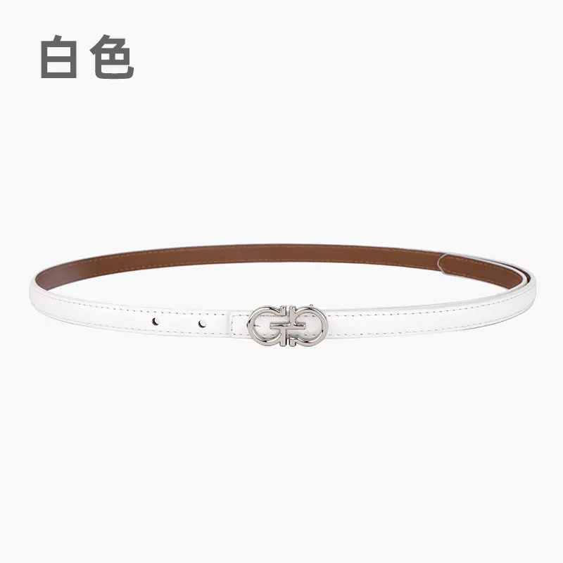 Blue Leather Belt with Gold Buckle for Women - Image 17