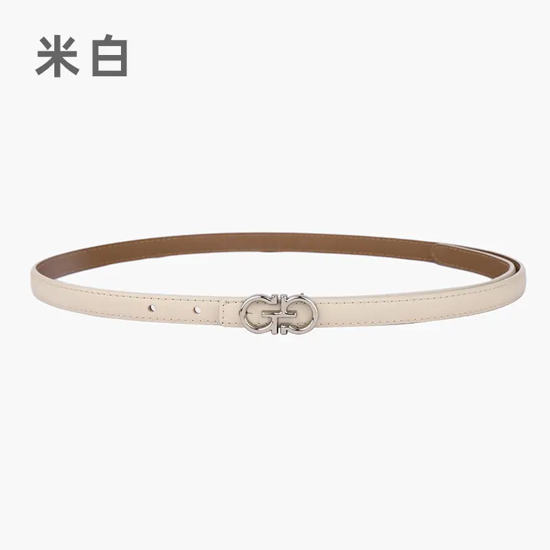 Blue Leather Belt with Gold Buckle for Women - Image 20