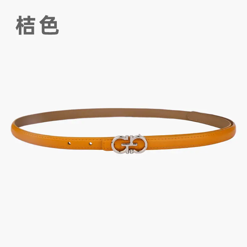Blue Leather Belt with Gold Buckle for Women - Image 21