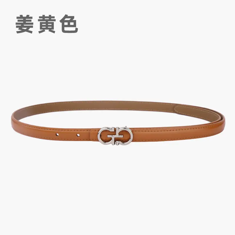 Blue Leather Belt with Gold Buckle for Women - Image 22