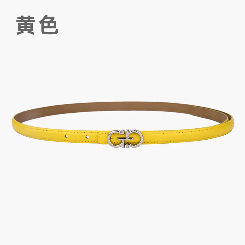 Blue Leather Belt with Gold Buckle for Women - Image 23