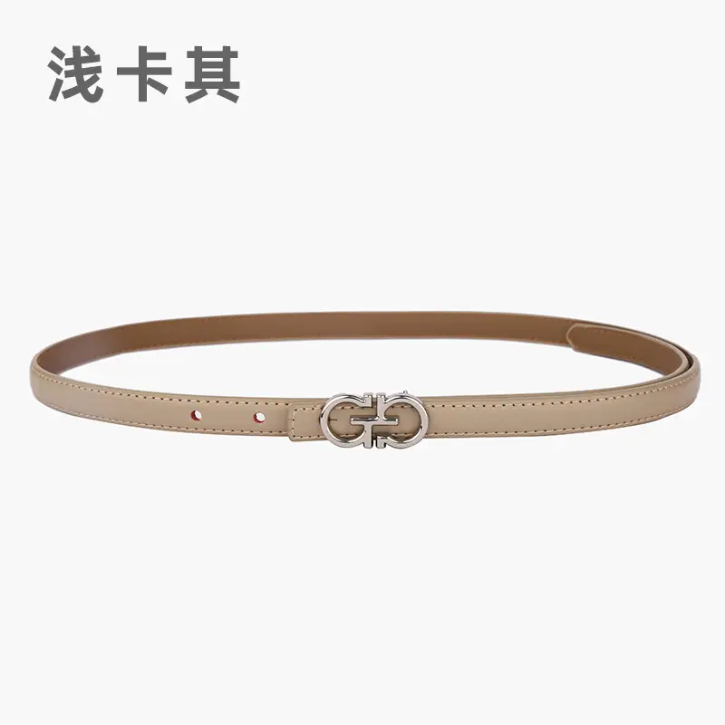 Blue Leather Belt with Gold Buckle for Women - Image 5