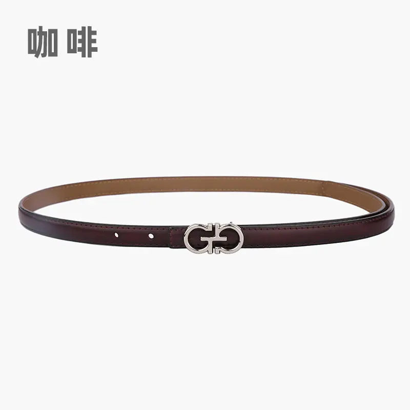 Blue Leather Belt with Gold Buckle for Women - Image 6