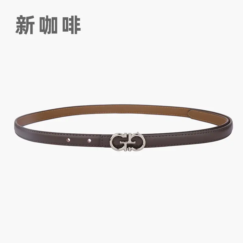 Blue Leather Belt with Gold Buckle for Women - Image 7