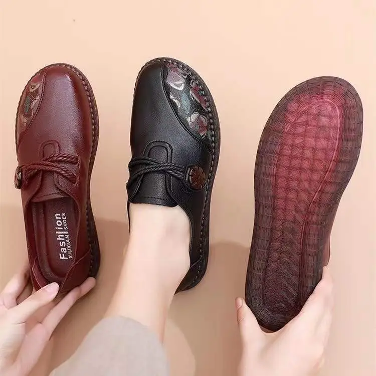 Spring and Summer New 2023 Middle-aged and Elderly Mother Shoes Non-slip Walking Shoes Oxford Leather Shoes Soft Leather Casual Comfortable Women's Shoes - Image 6