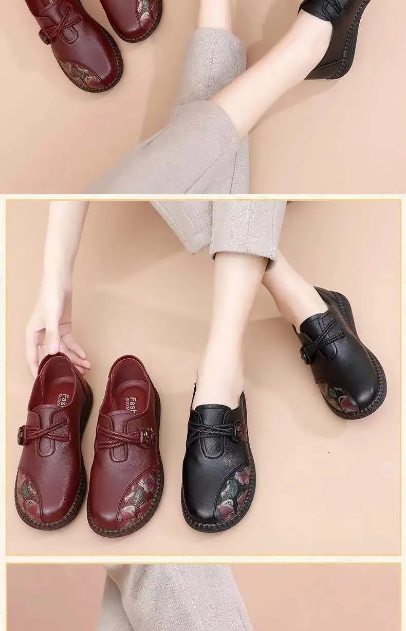 Spring and Summer New 2023 Middle-aged and Elderly Mother Shoes Non-slip Walking Shoes Oxford Leather Shoes Soft Leather Casual Comfortable Women's Shoes — feature 12