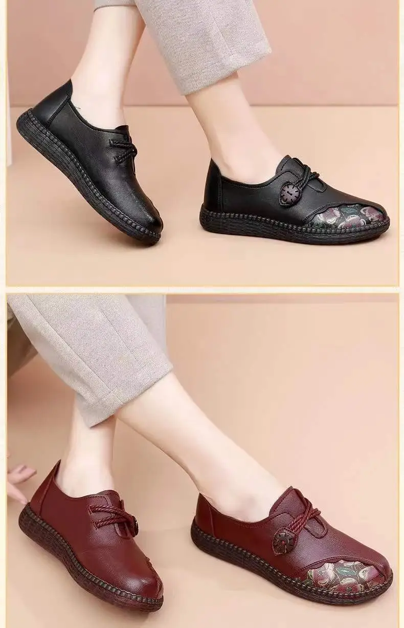 Spring and Summer New 2023 Middle-aged and Elderly Mother Shoes Non-slip Walking Shoes Oxford Leather Shoes Soft Leather Casual Comfortable Women's Shoes — feature 13