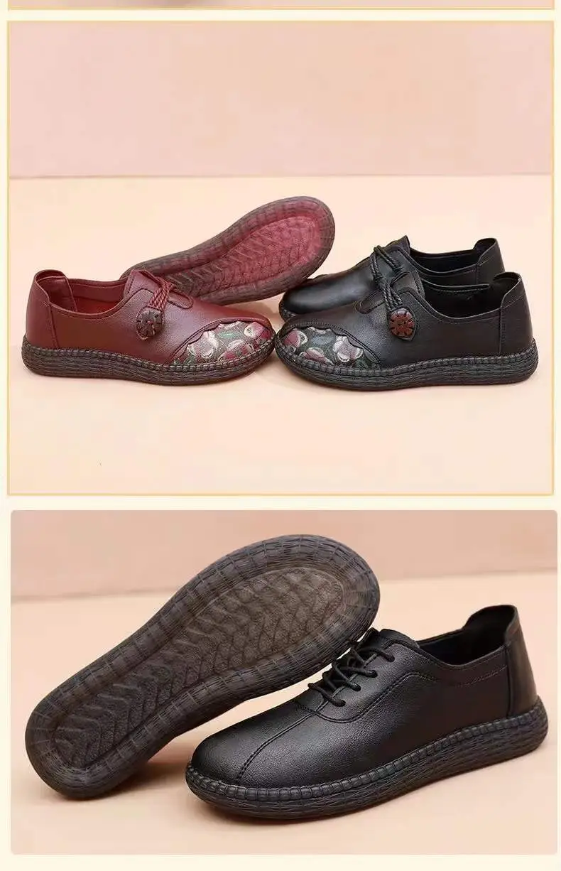 Spring and Summer New 2023 Middle-aged and Elderly Mother Shoes Non-slip Walking Shoes Oxford Leather Shoes Soft Leather Casual Comfortable Women's Shoes — feature 14