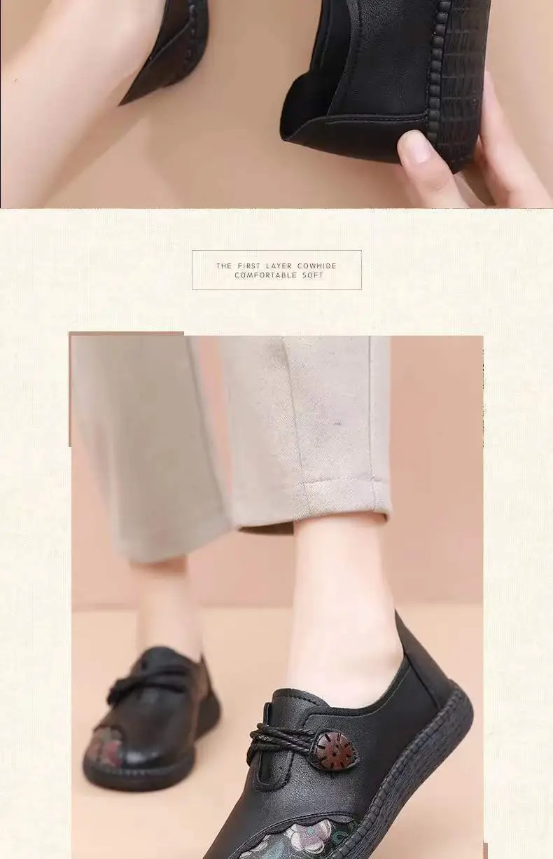 Spring and Summer New 2023 Middle-aged and Elderly Mother Shoes Non-slip Walking Shoes Oxford Leather Shoes Soft Leather Casual Comfortable Women's Shoes — feature 7