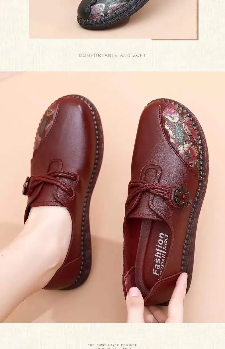Spring and Summer New 2023 Middle-aged and Elderly Mother Shoes Non-slip Walking Shoes Oxford Leather Shoes Soft Leather Casual Comfortable Women's Shoes — feature 8