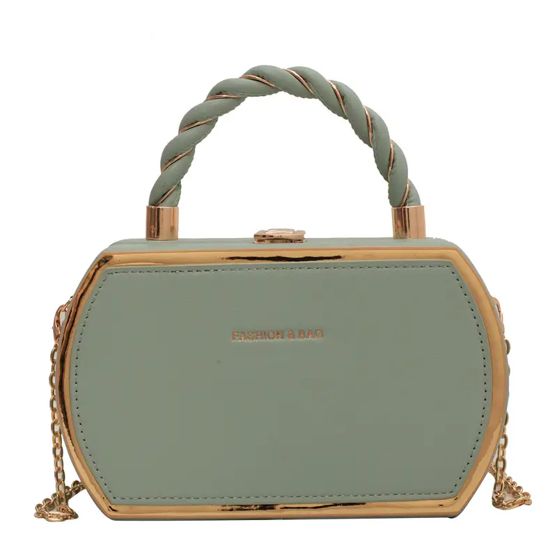 Women's Pink Chain Shoulder Bag with Gold Handle