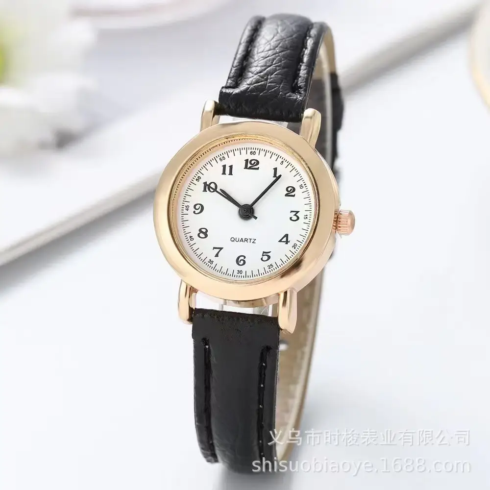 Women's Black Leather Strap Analog Watch with Rose Gold Case - Image 6