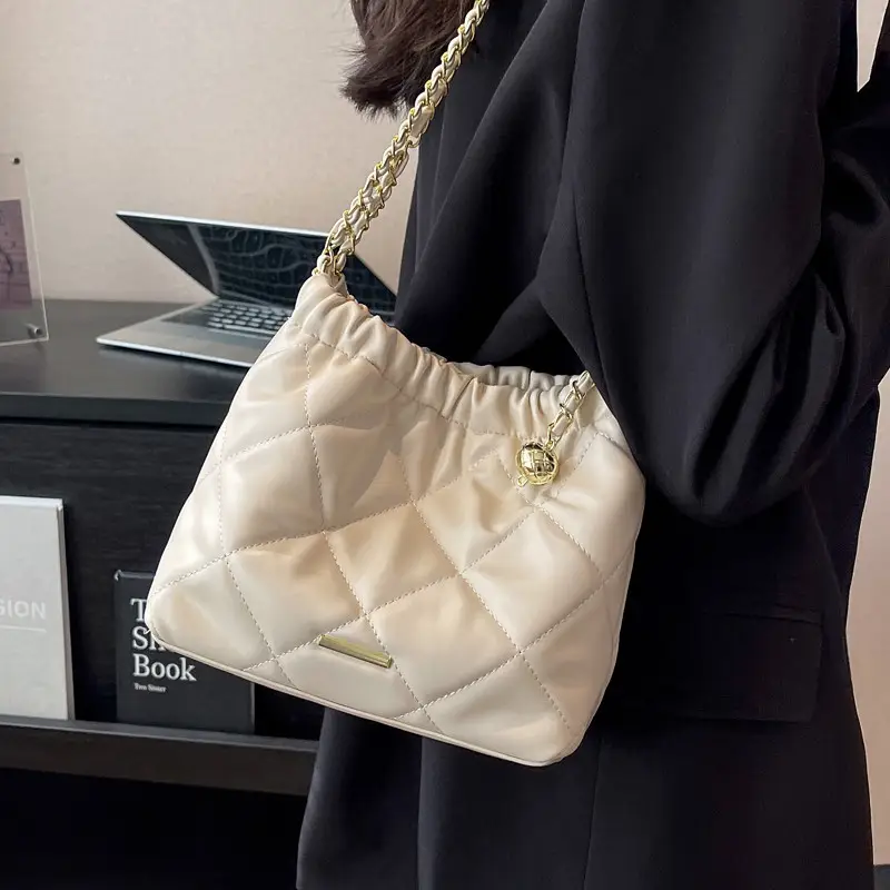 Trendy Quilted Yellow Chain Bag for Women - Image 4