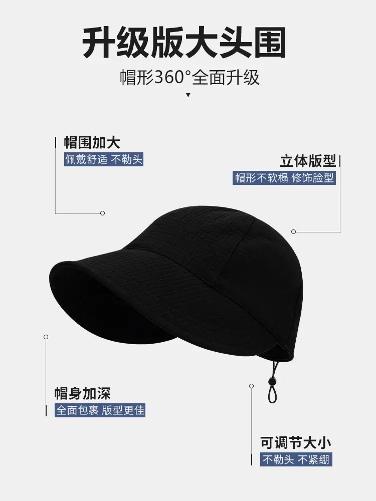 Women's Black Fisherman Hat with Face Cover & Sunscreen