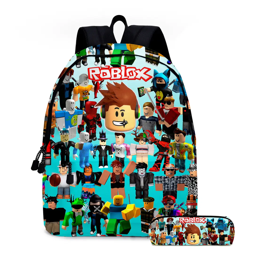 roblox Backpack Primary and Middle School Schoolbag Children's Backpack Cartoon Cartoon Backpack Lunch Bag Pencil Bag