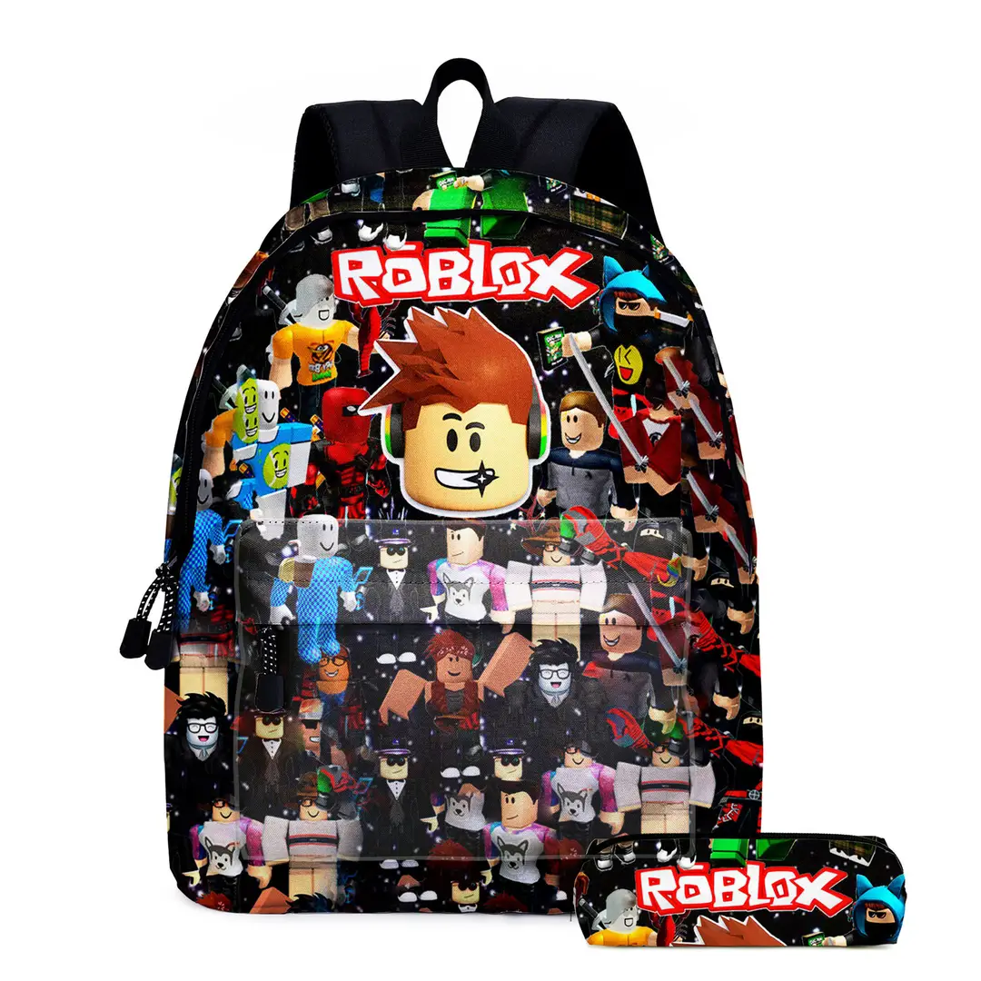roblox Backpack Primary and Middle School Schoolbag Children's Backpack Cartoon Cartoon Backpack Lunch Bag Pencil Bag