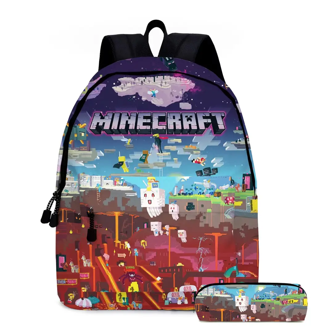 roblox Backpack Primary and Middle School Schoolbag Children's Backpack Cartoon Cartoon Backpack Lunch Bag Pencil Bag