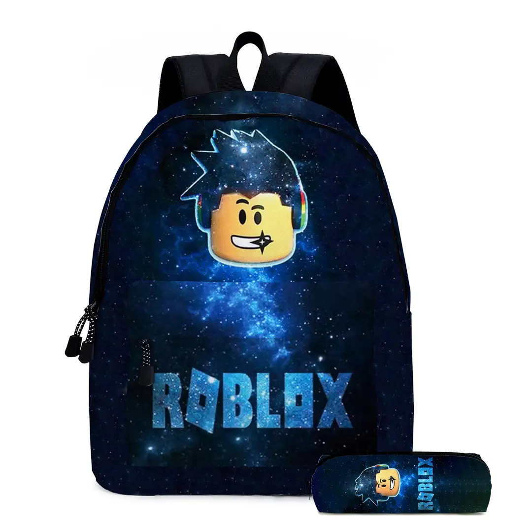 roblox Backpack Primary and Middle School Schoolbag Children's Backpack Cartoon Cartoon Backpack Lunch Bag Pencil Bag