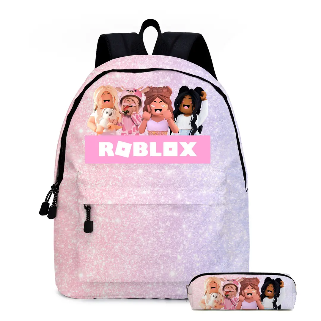 roblox Backpack Primary and Middle School Schoolbag Children's Backpack Cartoon Cartoon Backpack Lunch Bag Pencil Bag