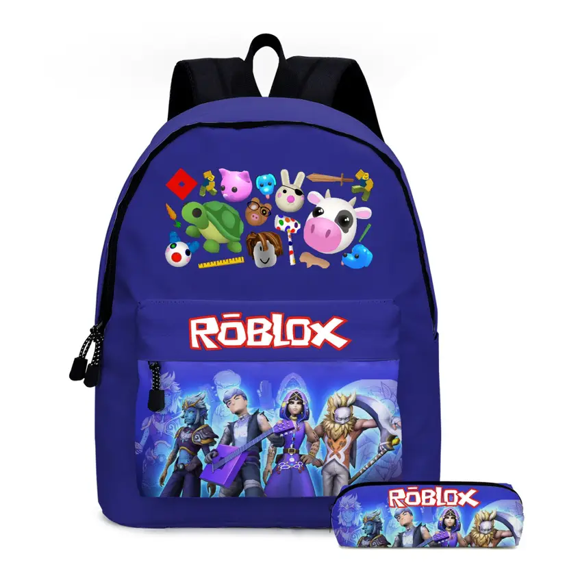 roblox Backpack Primary and Middle School Schoolbag Children's Backpack Cartoon Cartoon Backpack Lunch Bag Pencil Bag
