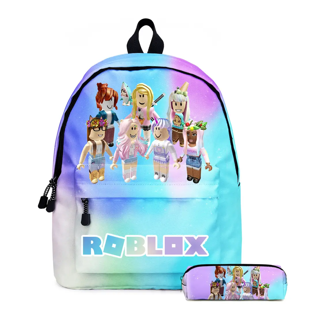 roblox Backpack Primary and Middle School Schoolbag Children's Backpack Cartoon Cartoon Backpack Lunch Bag Pencil Bag