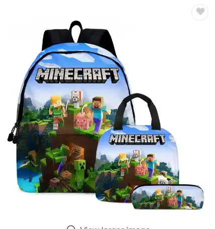 roblox Backpack Primary and Middle School Schoolbag Children's Backpack Cartoon Cartoon Backpack Lunch Bag Pencil Bag