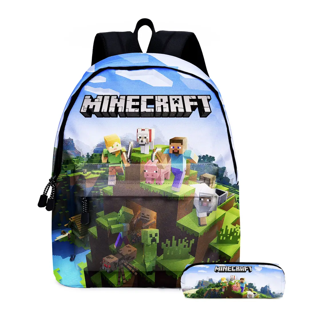 roblox Backpack Primary and Middle School Schoolbag Children's Backpack Cartoon Cartoon Backpack Lunch Bag Pencil Bag