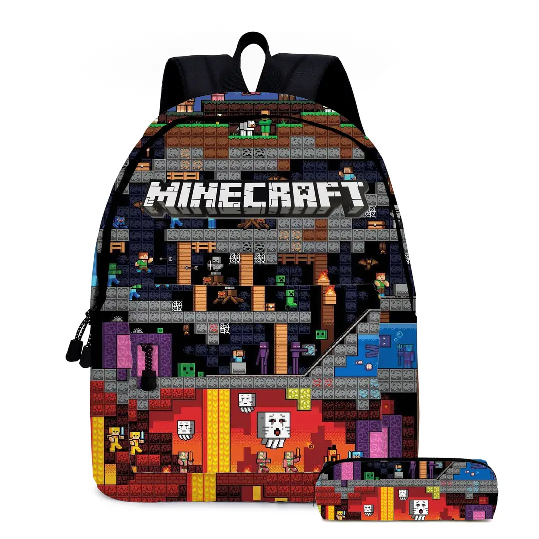 roblox Backpack Primary and Middle School Schoolbag Children's Backpack Cartoon Cartoon Backpack Lunch Bag Pencil Bag