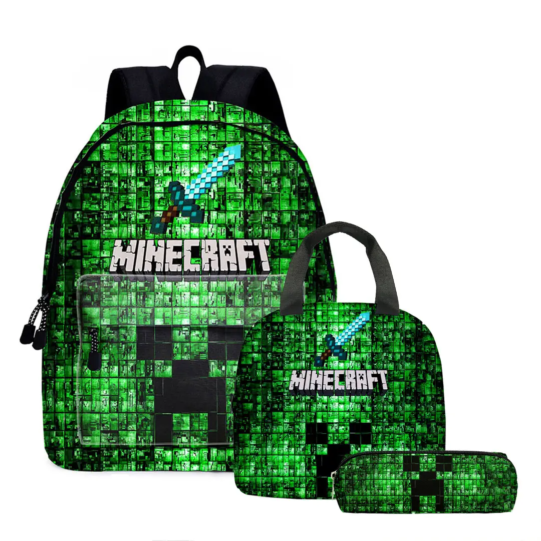 roblox Backpack Primary and Middle School Schoolbag Children's Backpack Cartoon Cartoon Backpack Lunch Bag Pencil Bag