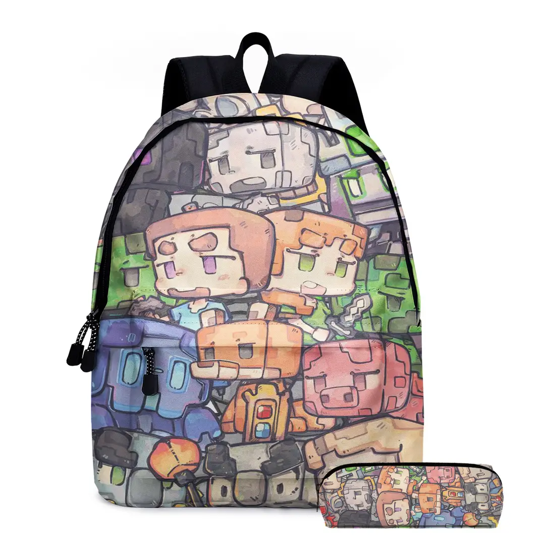 roblox Backpack Primary and Middle School Schoolbag Children's Backpack Cartoon Cartoon Backpack Lunch Bag Pencil Bag