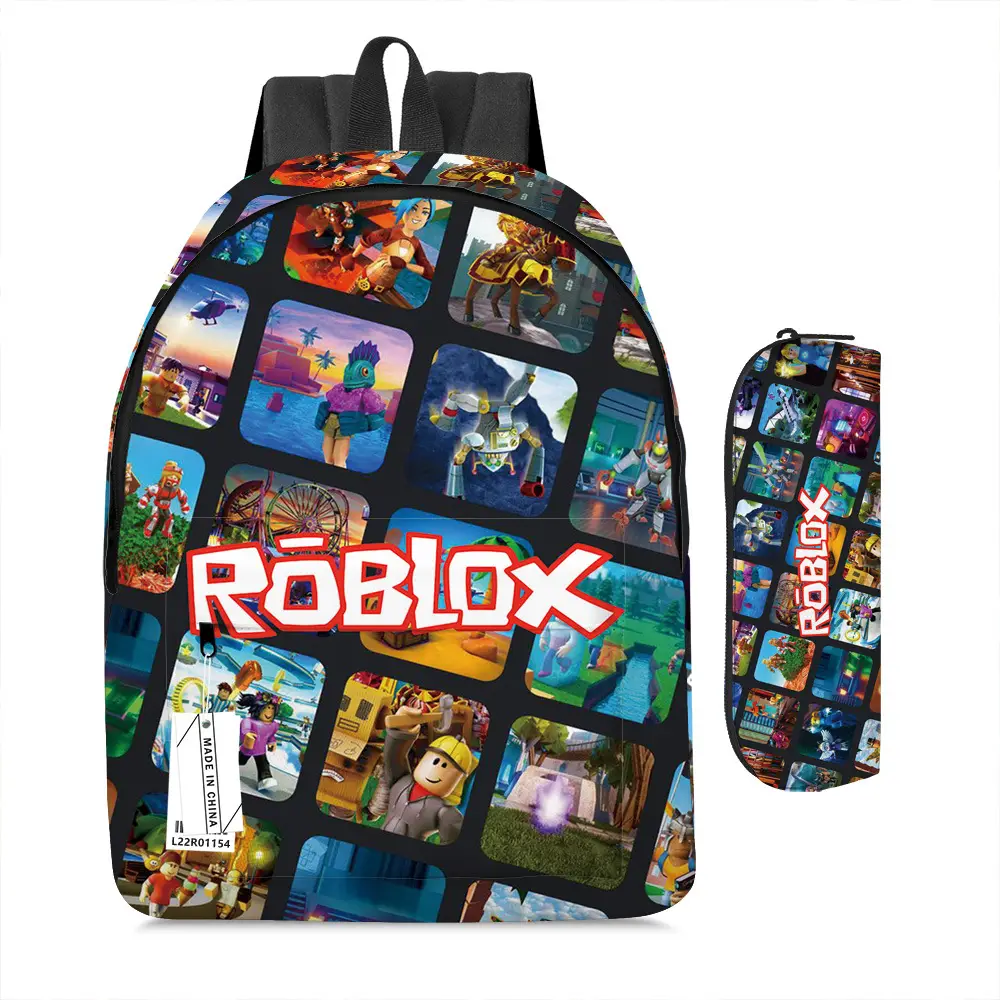 roblox Backpack Primary and Middle School Schoolbag Children's Backpack Cartoon Cartoon Backpack Lunch Bag Pencil Bag